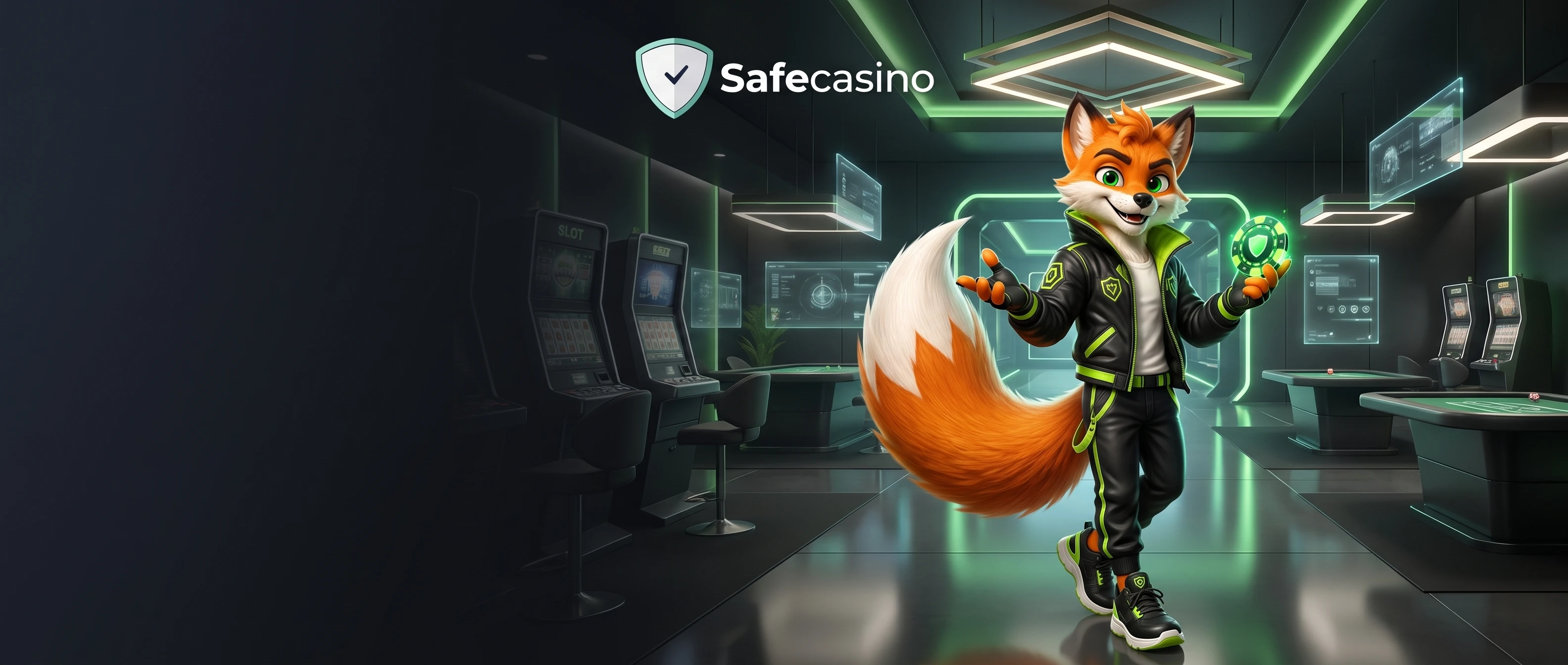 SafeCasino gaming hub and fox mascot